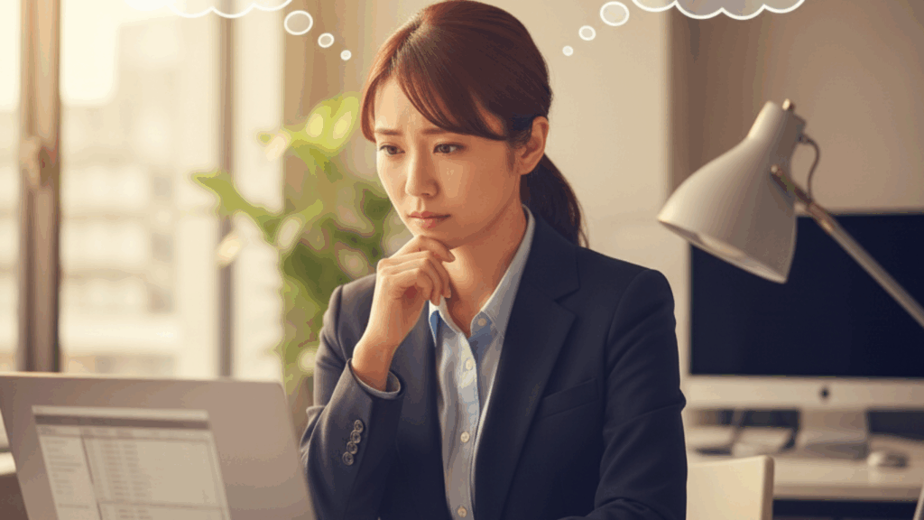 考え込む30代の日本人